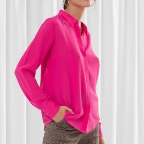 Perfect Barbie pink silk button-up from & Other Stories, size 2 !! - Picture 3 of 16